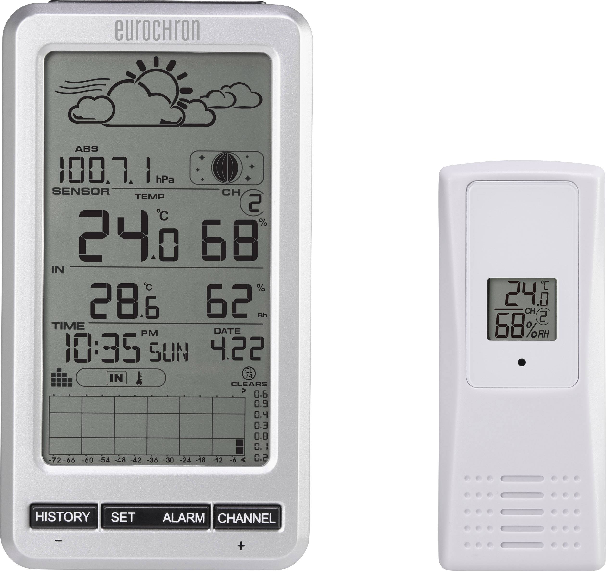 Eurochron EFWS5008 EC-3325732 Stazione meteo digitale senza fili Previsione per 2 giorni Numero di sensori max. 8 pz.-1