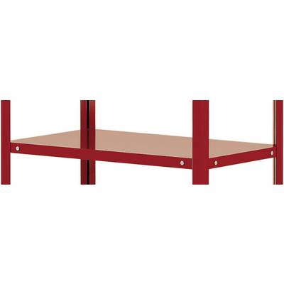 Scaffale metallico rosso con tre ripiani. Adatto per lo stoccaggio o come elemento decorativo di arredamento.