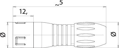 Disegno tecnico di una torcia elettrica con dimensioni di '12_3' di lunghezza e vari dettagli circolari sul manico.