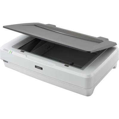 Un scanner a superficie piana con il coperchio aperto. È adatto per la scansione di documenti o immagini.