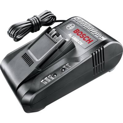 Caricabatterie Bosch AL 1880 CV in versione nera con cavo robusto. Utilizzato per la ricarica di batterie di vari utensili.
