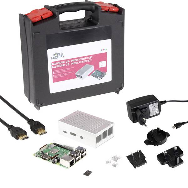 Schede di sviluppo e Single Board Computer - Raspberry Pi® 3 B+ Media-Center Set 1 GB 4 x 1.4 GHz incl. cavo di alimentazione, incl. custodia, incl. Noobs OS, incl. - Schede di sviluppo e Single Board Computer - Raspberry Pi® 3 B+ Media-Center Set 1 GB 4 x 1.4 GHz incl. cavo di alimentazione, incl. custodia, incl. Noobs OS, incl. -