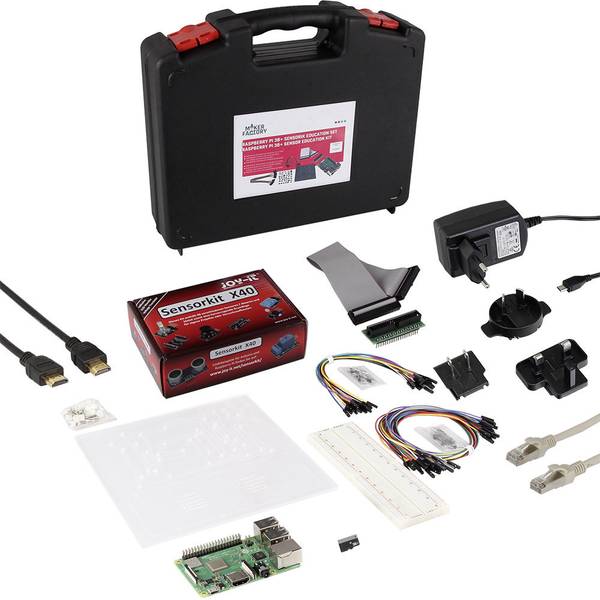 Schede di sviluppo e Single Board Computer - Raspberry Pi® 3 B+ Sensoric Education Set 1 GB 4 x 1.4 GHz incl. sensori, incl. cavo di alimentazione, incl. Noobs OS, - Schede di sviluppo e Single Board Computer - Raspberry Pi® 3 B+ Sensoric Education Set 1 GB 4 x 1.4 GHz incl. sensori, incl. cavo di alimentazione, incl. Noobs OS, -