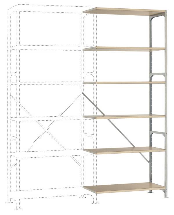 Manuflex RB2194 Modulo di espansione per scaffale archiviazione 200 kg (L x A x P) 97 x 2.5 x 80 cm Acciaio zincato Zinco Ripiano in legno