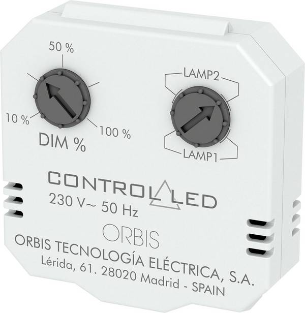 ORBIS Zeitschalttechnik OB200010 Dimmer da incasso Adatto per lampadina: Lampadina ad incandescenza, Lampadina a risparmio energetico, Lampadina alogena, Lampadina LED Bianco