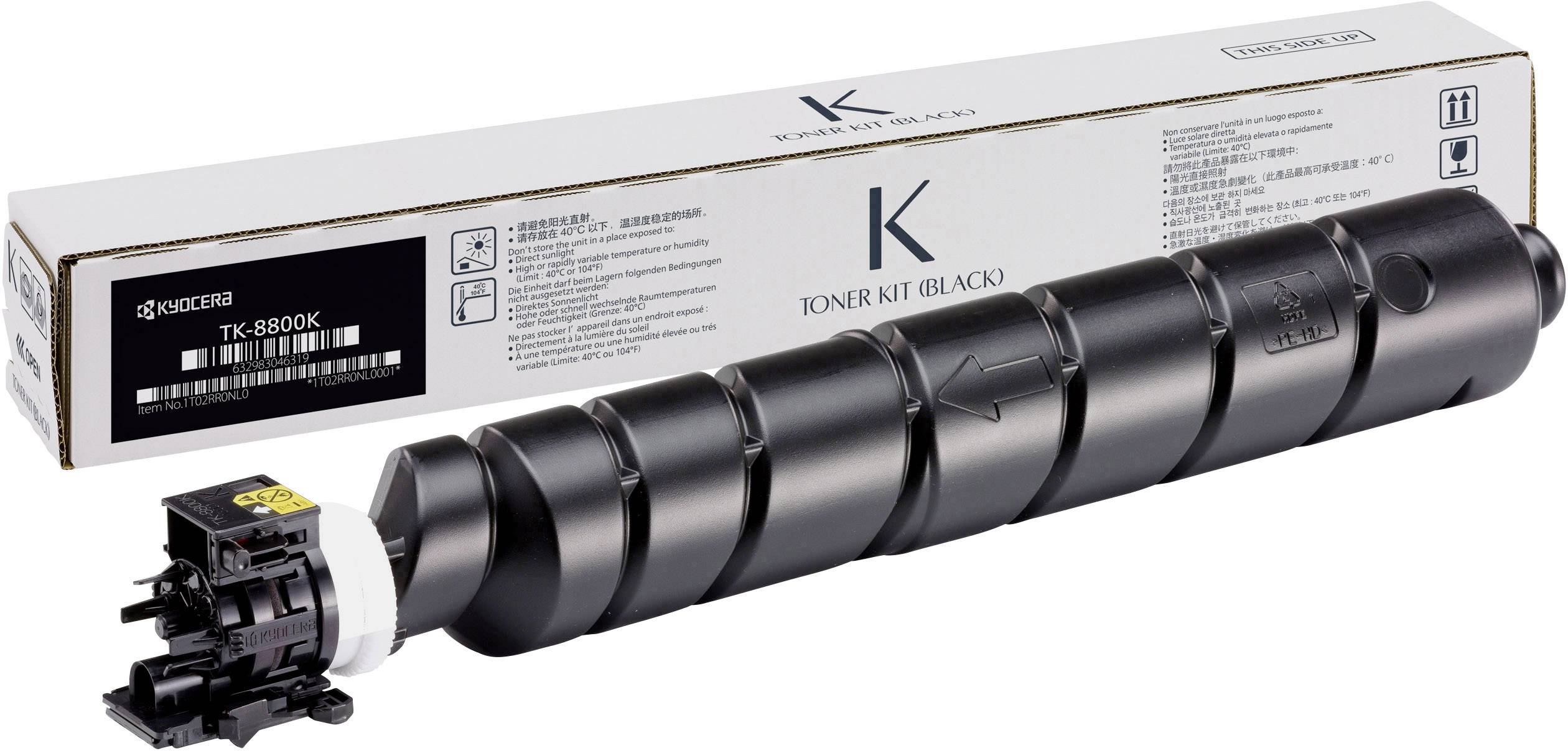 Kit toner per stampante in nero, raffigurato su una confezione bianca con numero di modello TK-8800K.