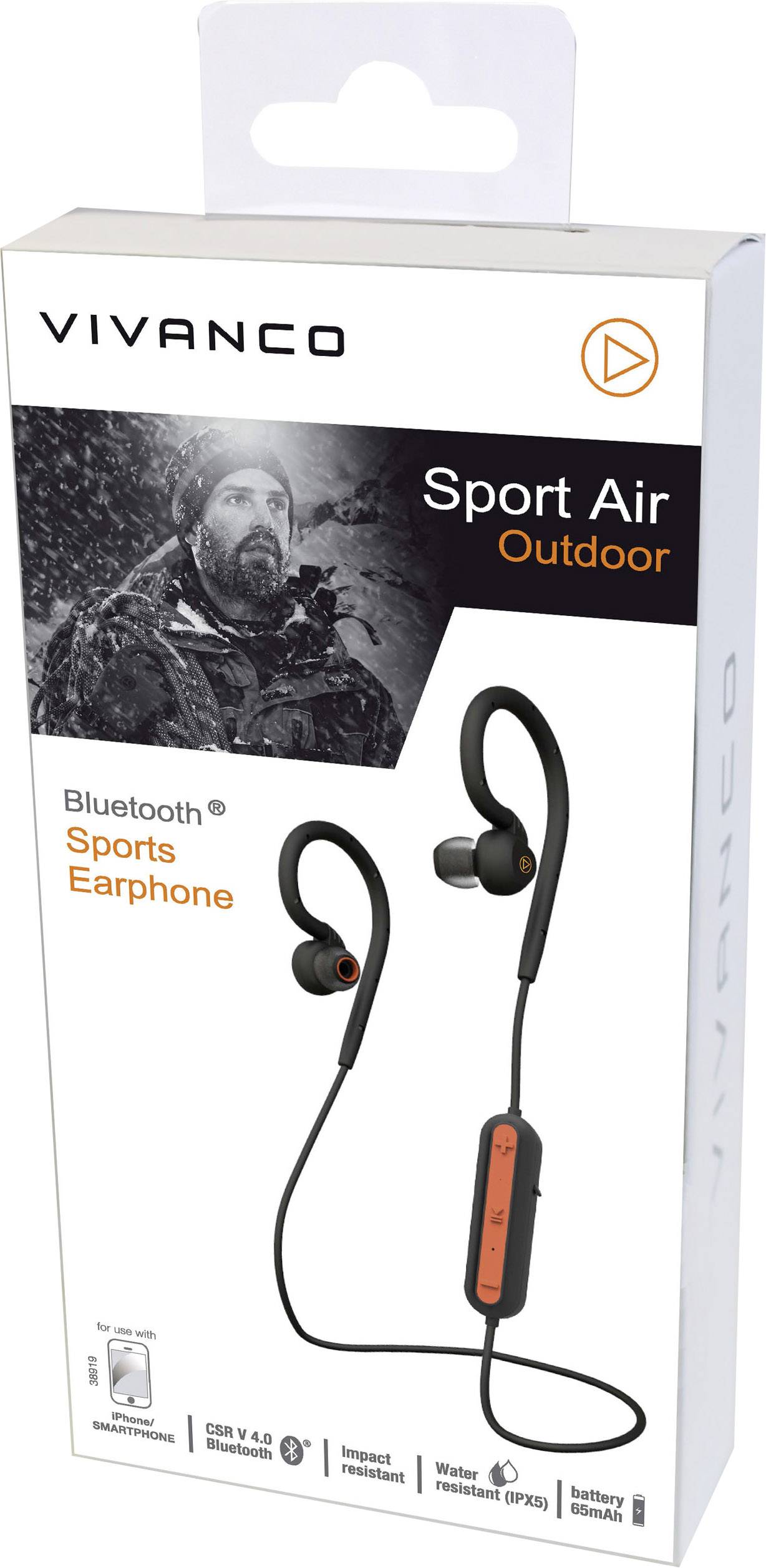 Vivanco SPORT AIR OUTDOOR Cuffie auricolari Bluetooth Nero, Arancione  Resistente al sudore, idrorepellente, con stazi | Conrad.it