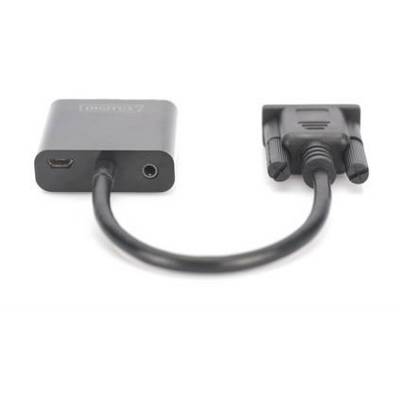 'Adattatore da HDMI a VGA con ingresso audio, design compatto con cavo corto, idoneo per trasmissioni video e audio.'