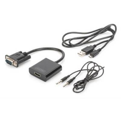 Tre cavi: adattatore da VGA a HDMI, cavo USB e cavo audio da 3,5 mm. Per collegare diversi dispositivi agli schermi.