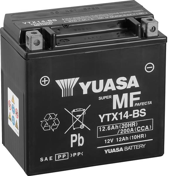 Batterie per motociclette - Batteria per moto Yuasa YTX14-BS 12 V 12 Ah Adatto per Motociclette, Quad, Moto dacqua, Jet ski, Schneemobile - Batterie per motociclette - Batteria per moto Yuasa YTX14-BS 12 V 12 Ah Adatto per Motociclette, Quad, Moto dacqua, Jet ski, Schneemobile -