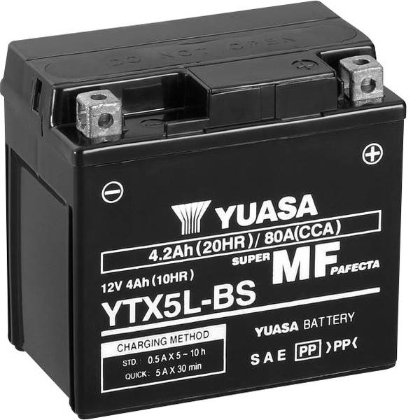 Batterie per motociclette - Batteria per moto Yuasa YTX5L-BS 12 V 4 Ah Adatto per Motociclette, Quad, Moto dacqua, Jet ski, Schneemobile - Batterie per motociclette - Batteria per moto Yuasa YTX5L-BS 12 V 4 Ah Adatto per Motociclette, Quad, Moto dacqua, Jet ski, Schneemobile -