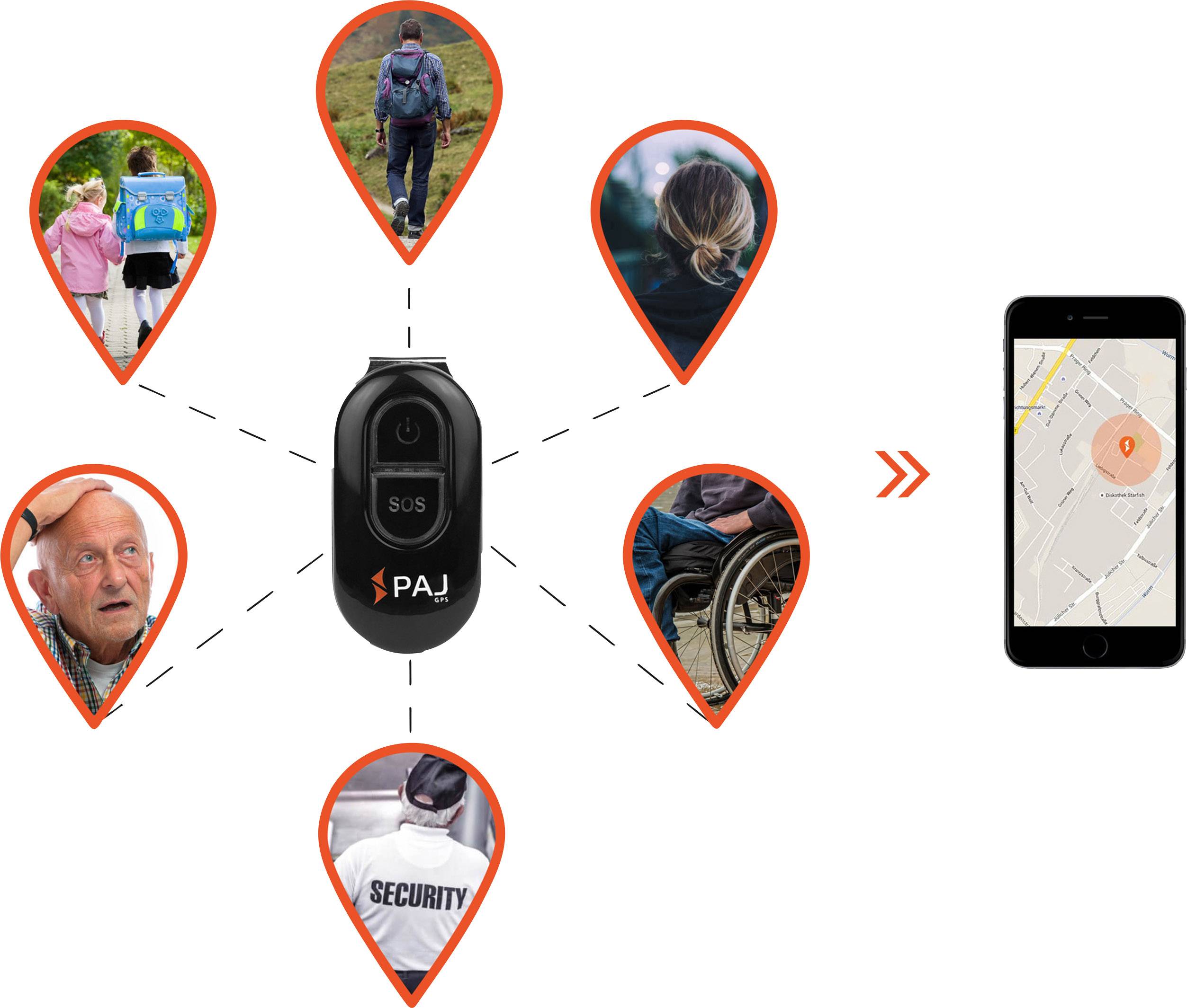 PAJ EASY Finder Tracciatore GPS (Tracker) Tracker persone, Tracker