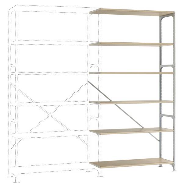 Manuflex RB2198 Modulo di espansione per scaffale archiviazione 200 kg (L x A x P) 1.22 x 2.5 x 60 m Acciaio zincato Zinco Ripiano in legno