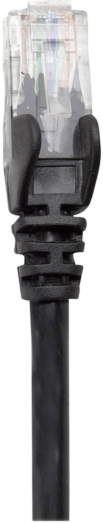 Un cavo Ethernet nero con connettore trasparente mostra i fili colorati all'interno.
