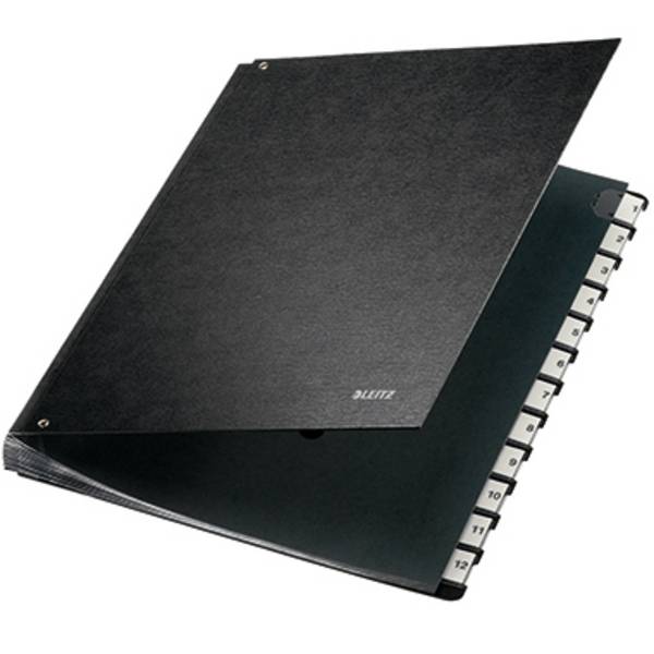 Leitz  58120095 5812 Cellulosa spessa Nero DIN A4 Numero scomparti: 12 1-12