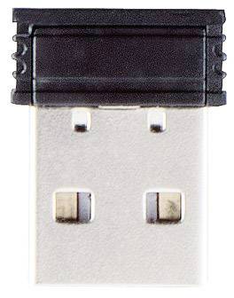 Una piccola chiavetta USB con cappuccio nero, adatta per archiviare dati o stabilire connessioni wireless.