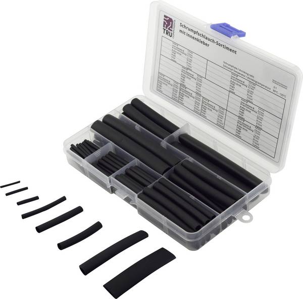 TRU COMPONENTS TC-6793940 Kit guaine termoretraibili Nero Restringimento:3:1 100 pz.