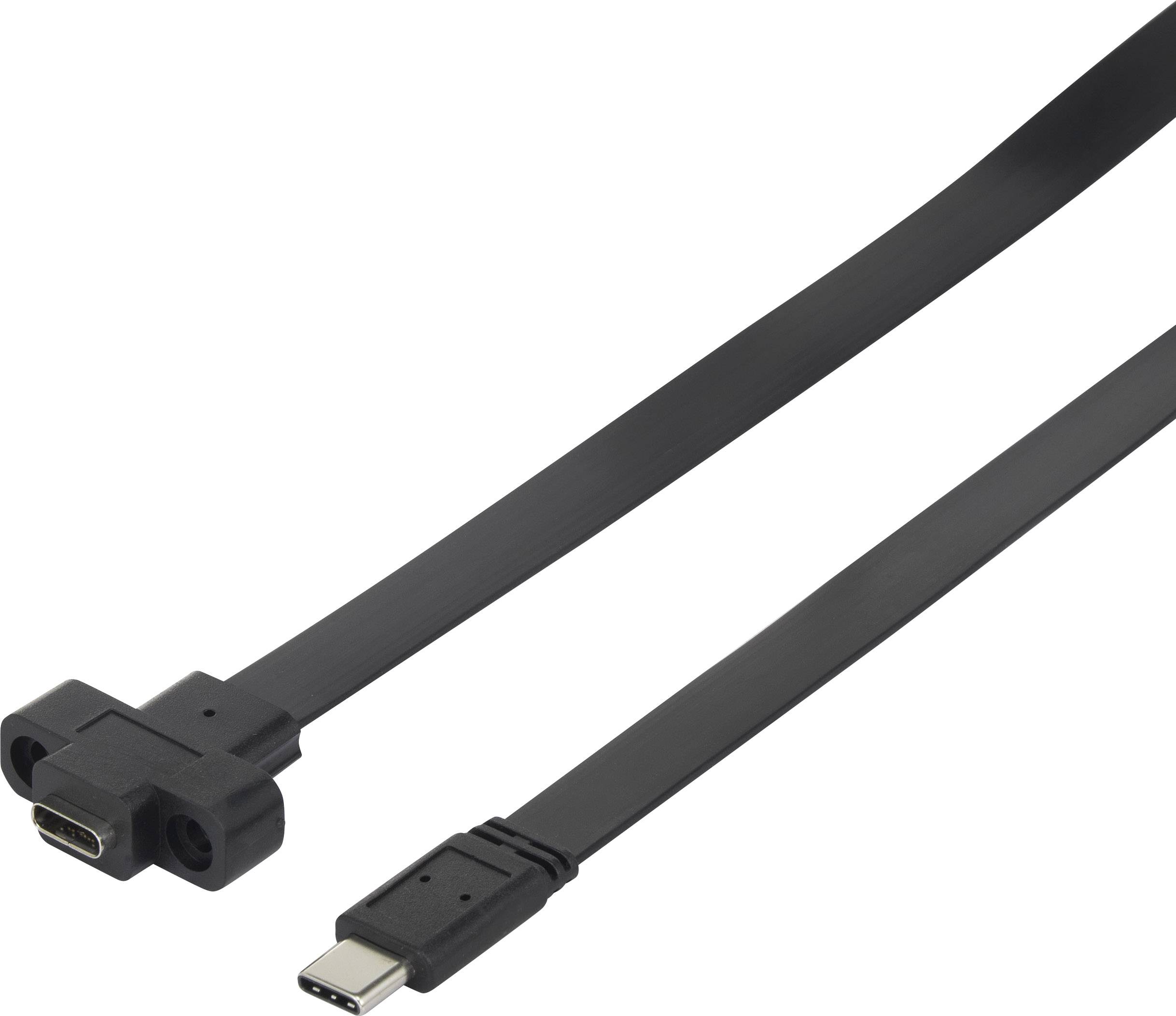 Prolunga USB-C con connettore ad angolo da un lato e connettore standard dall'altro, ideale per spazi ristretti.