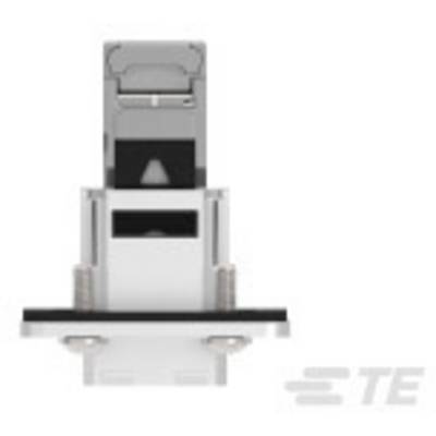 Un adattatore per cavo USB in posizione verticale, metallico con accenti neri, adatto per connessioni elettroniche.