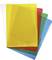 Cinque cartelline trasparenti impilate a scaglione nei colori giallo, rosso, verde e blu. Ideali per l'organizzazione dei documenti.