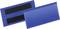 Due etichette magnetiche blu, una con superficie magnetica nera, l'altra che mostra il lato anteriore lucido. Idonee per l'uso su scaffali metallici.