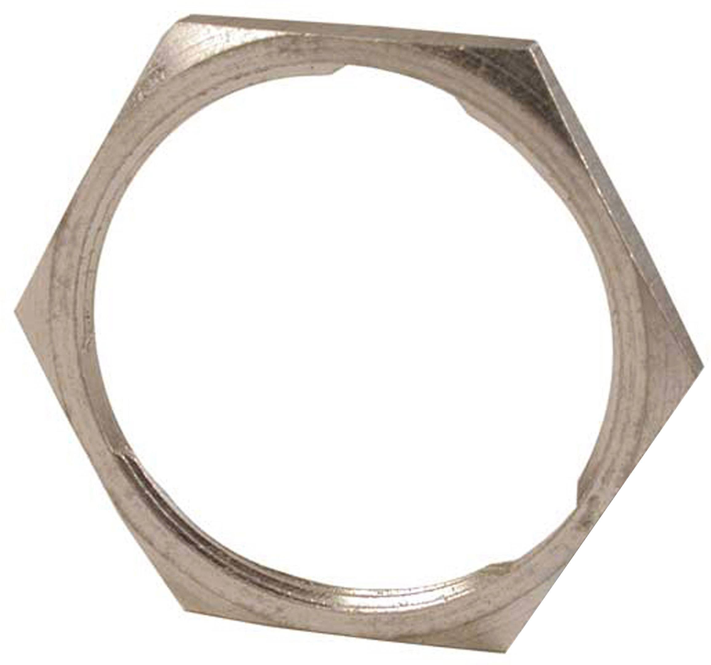 Dado metallico esagonale, utilizzato per fissare componenti in applicazioni tecniche, comunemente impiegato in abbinamento a viti.