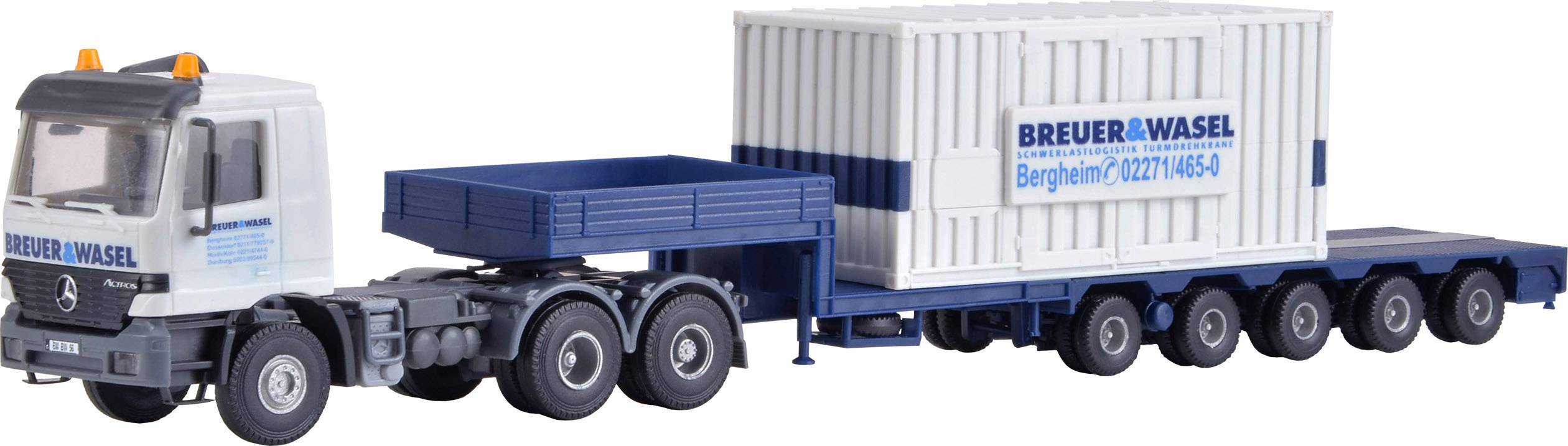 Kibri 13057 H0 Camion modello Mercedes Benz Actros 1550 Breuer Begleittransporter a LG & Wasel