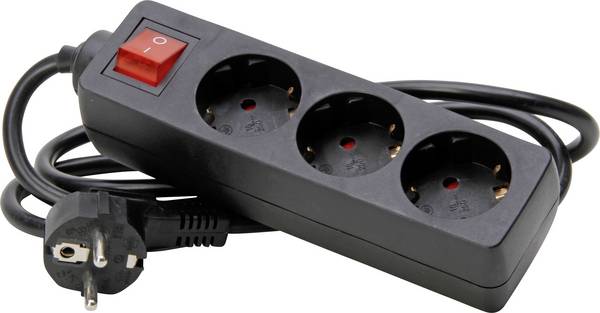 Kopp 129715009 Multipresa con interruttore 3 scomparti Nero Schuko 1 pz.