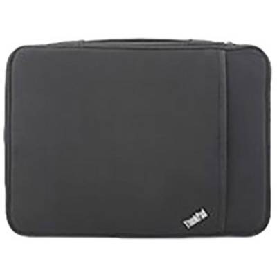 Borsa per laptop nera con piccolo logo bianco nell'angolo inferiore.