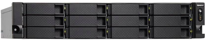 Un rack server nero con dieci vani per hard disk visibili, disposti simmetricamente.