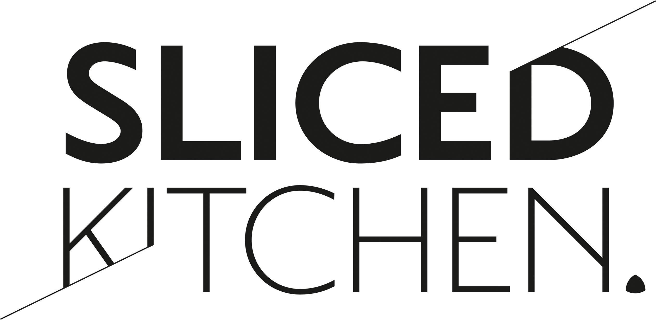 'Sliced Kitchen' con separazione diagonale tramite lettere.