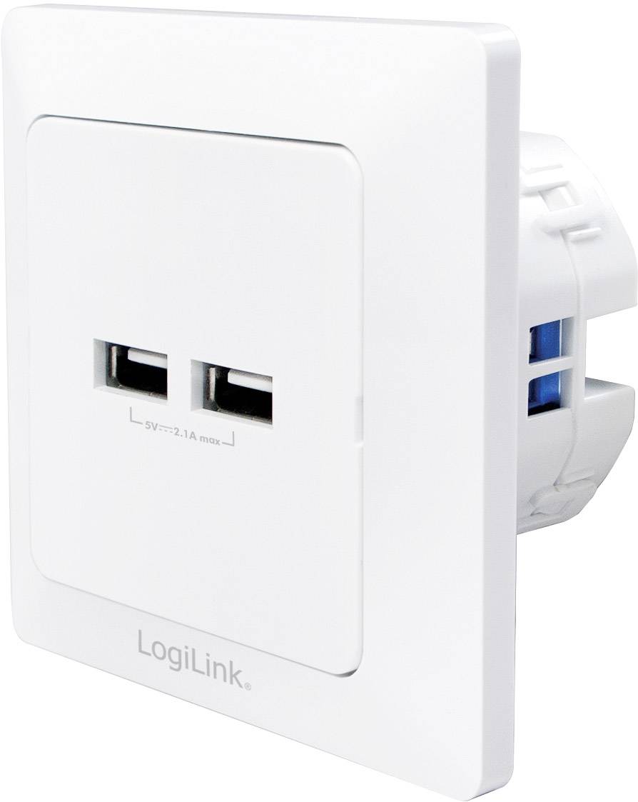 LogiLink PA0163 2 vie Presa di ricarica USB con USB IP20 Bianco-1