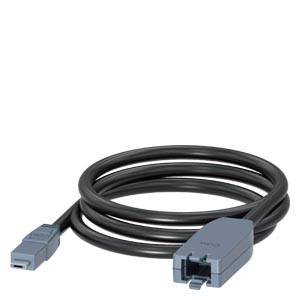 Cavo con connettori rettangolari su entrambe le estremità, cavo nero, connettori grigio-blu, probabilmente per dispositivi tecnici o elettronici.