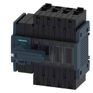 Un interruttore elettronico nero Siemens con più unità e una leva sul lato sinistro.