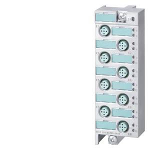 Modulo industriale con otto connettori rotondi, due per ogni riga. In alto a destra un indicatore LED. Etichetta con 'NIET Inn.' visibile sul bordo inferiore.