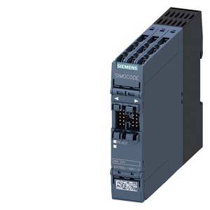 Un dispositivo elettronico di controllo Siemens con la scritta 'SIMOCODE'. È un modulo con diversi connettori e un codice QR.