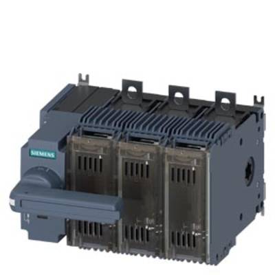 Un interruttore elettrico di potenza Siemens con tre interruttori neri e una maniglia blu per applicazioni industriali.