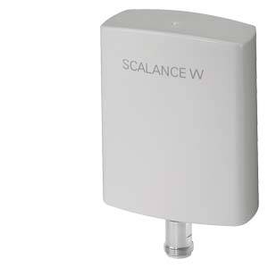 Un dispositivo bianco che assomiglia a un collegamento elettrico, con la scritta 'SCALANCE W'. Sembra essere un prodotto tecnico.