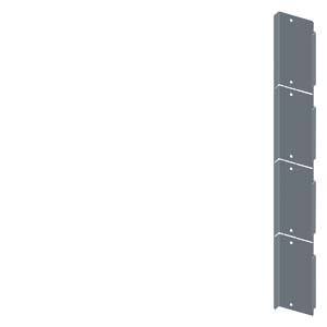 Un sistema modulare di scaffali verticali grigio, composto da cinque ripiani sovrapposti. È minimale e compatto.