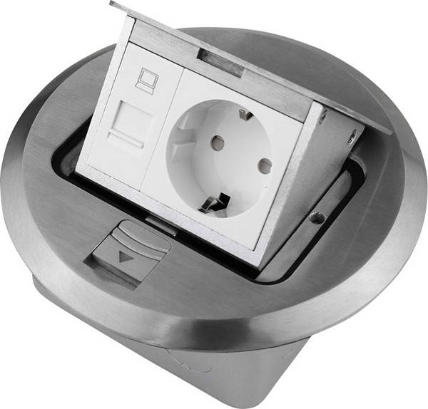 LEDmaxx ALU1R1S 1 parte Presa da incasso a pavimento  con presa Cat5 IP20 Alluminio