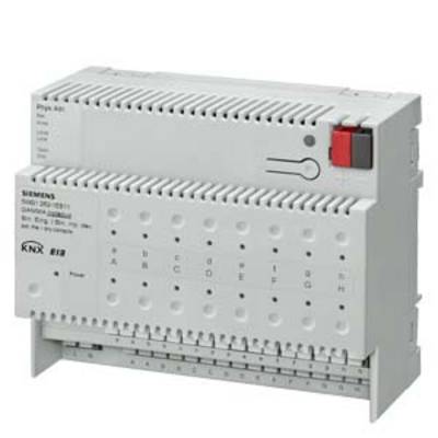 Un dispositivo attuatore KNX bianco con più canali e connessioni. Viene utilizzato per il controllo degli impianti elettrici negli edifici.