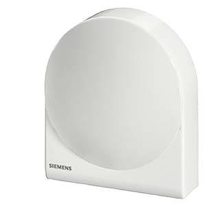 Un rilevatore di fumo Siemens bianco dal design circolare.