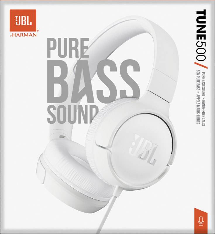 JBL Tune 500 On Ear cuffia auricolare via cavo Stereo Bianco pieghevole, headset con microfono Telefono cellulare-2