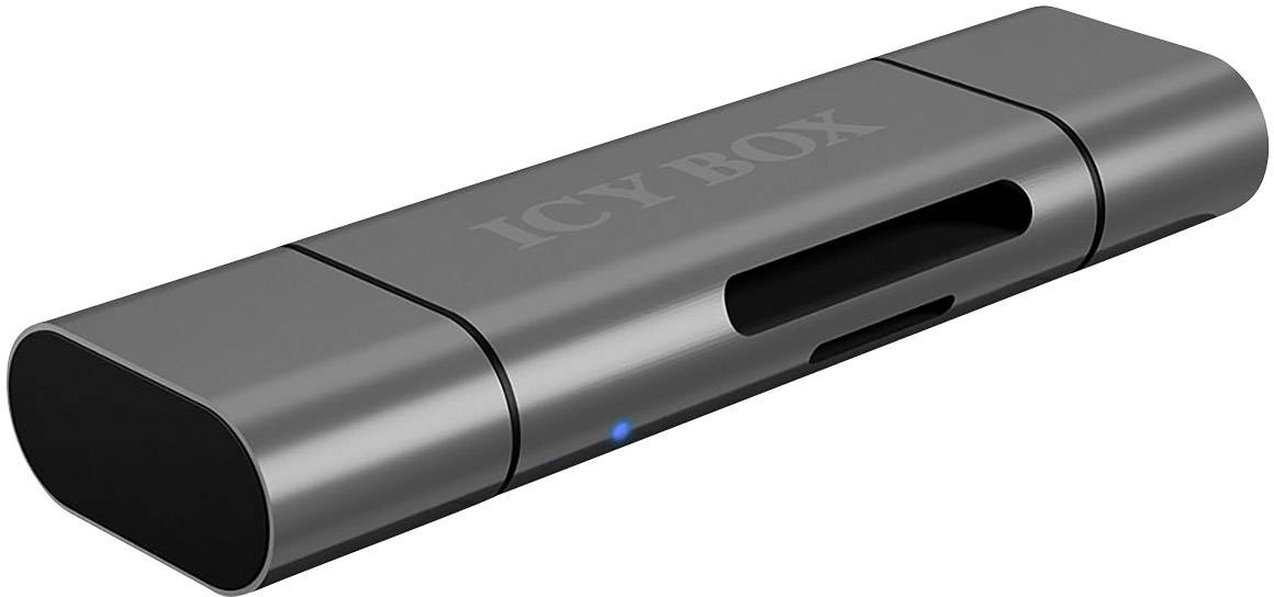 Stazione di docking USB-C, design rettangolare, due porte USB, alloggiamento nero con indicatore LED blu sulla parte frontale.