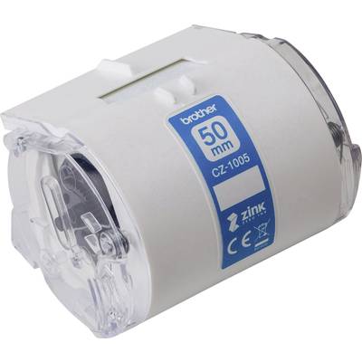 Rotolo etichette Brother, modello CZ-1005, larghezza 50 mm, compatibile con tecnologia di stampa Zink.