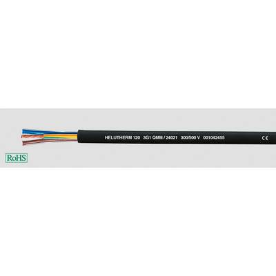 Cavo con conduttori colorati e marcatura 'HELUTHERM 120 3G1 QMM 24901 300/500 V 00104255'. Logo RoHS visibile a sinistra.