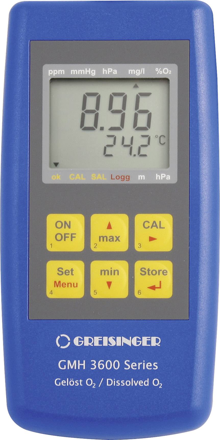 Greisinger GMH3651 Misuratore combinato concentrazione O2, saturazione O2, Pressione, Temperatura