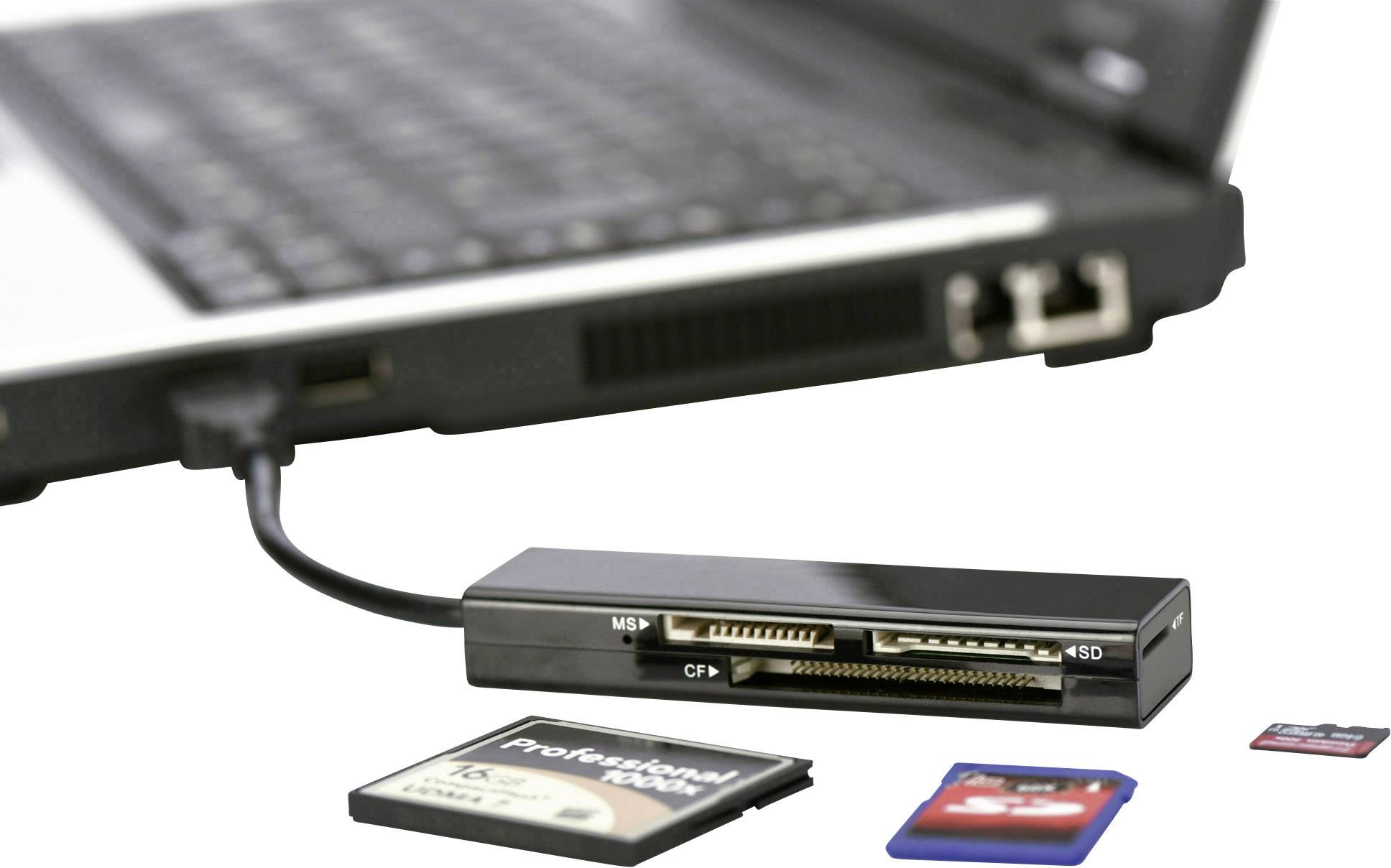 ednet 85241 Lettore schede di memoria esterno USB 2.0 Nero-14