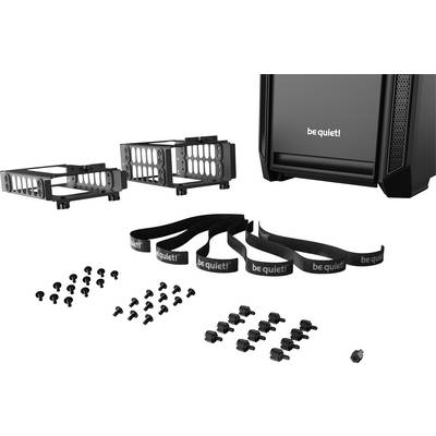 Accessori per case del computer: staffe di montaggio, viti e fascette per cavi. Marca del case 'be quiet!'. Per assemblaggio o potenziamento del computer.