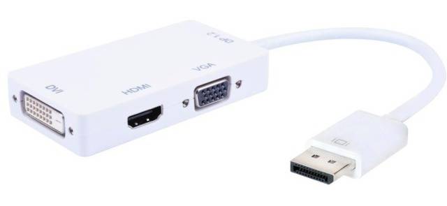 TECHly IADAP-DP-COMBOF2 DisplayPort / HDMI / DVI / VGA Adattatore [1x Spina DisplayPort - 1x Presa HDMI, Presa DVI 24+1 -0
